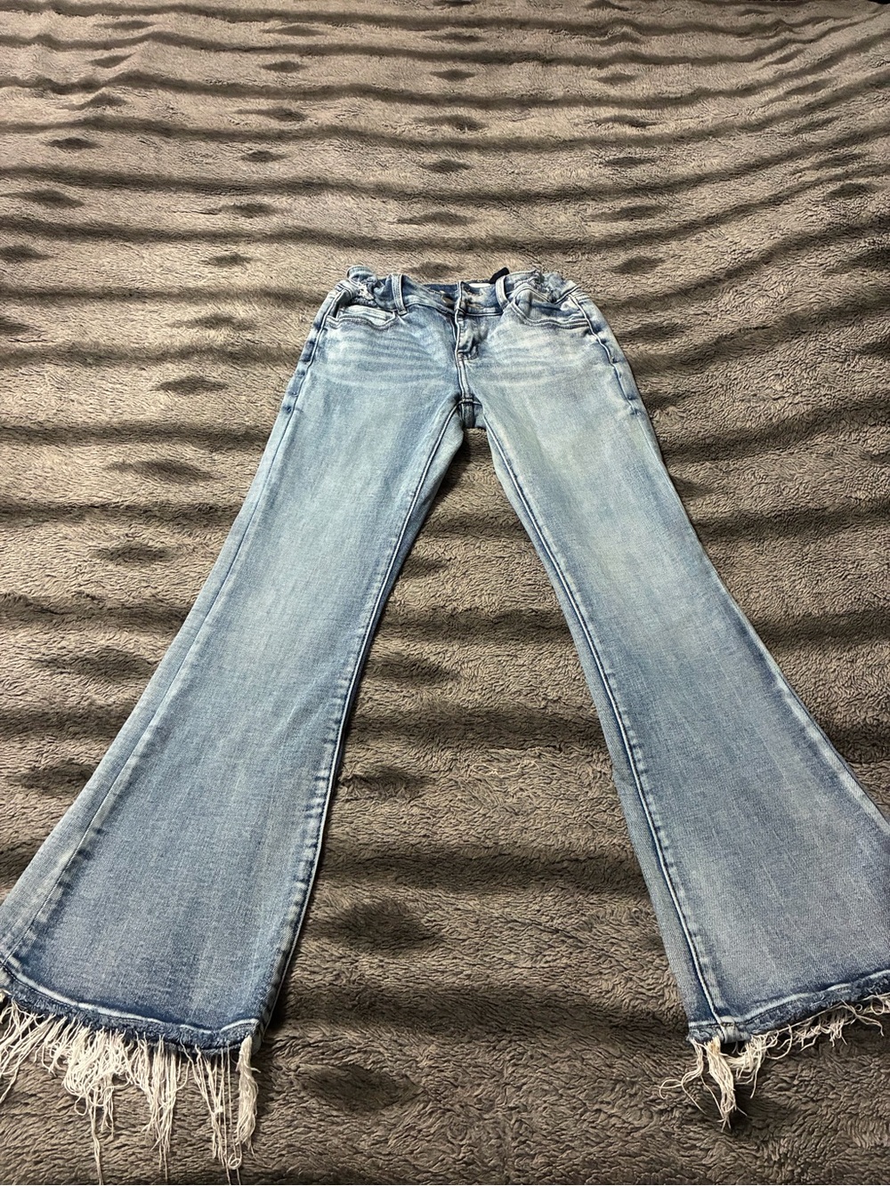 BKE Light Blue Flare Jeans with Frayed Hem